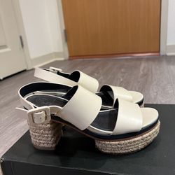 Like New Tory Burch Straw Heel Sandals (with Dust Bag)