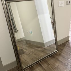 Large Framed Wall Mirror Silver / Champagne