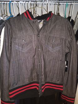 Brooklyn's Own - Grey/Red/Black Denim Jacket Men's Adult Large (L)