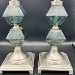 Vintage Tiered Green Candle Holders 