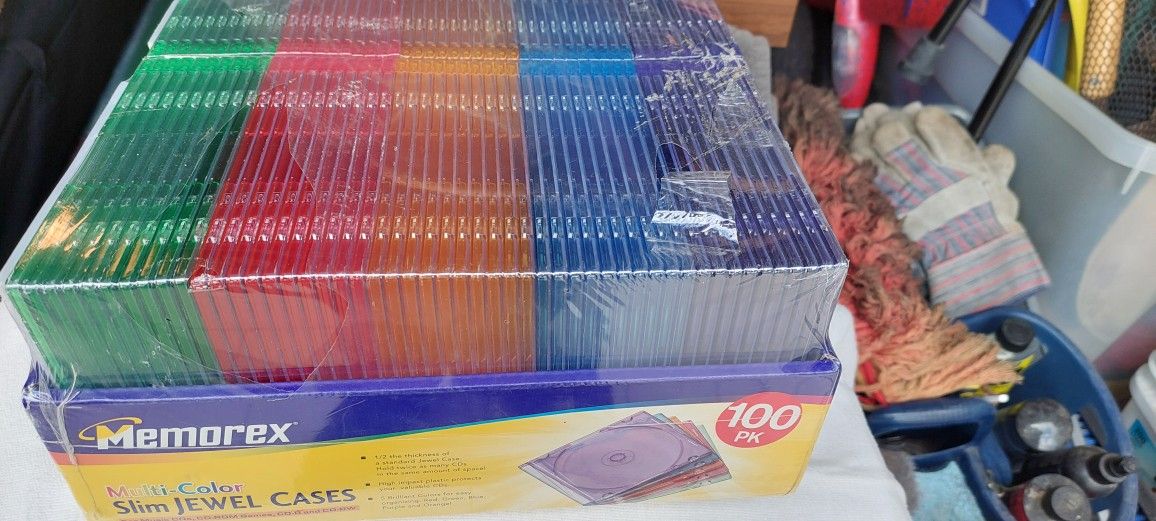 Memorex CD DVDJewel Cases 100 Pack Multi Color Slim Factory Sealed