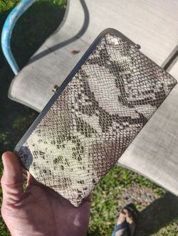 HOBO Lauren Snakeskin Leather Clutch