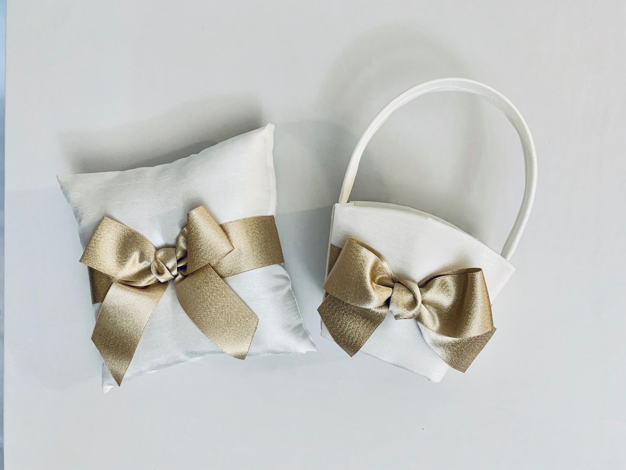 Ring Bearer Pillow And Flower Girl Basket Set