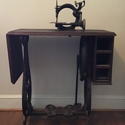 Antique Sewing Machine and Table