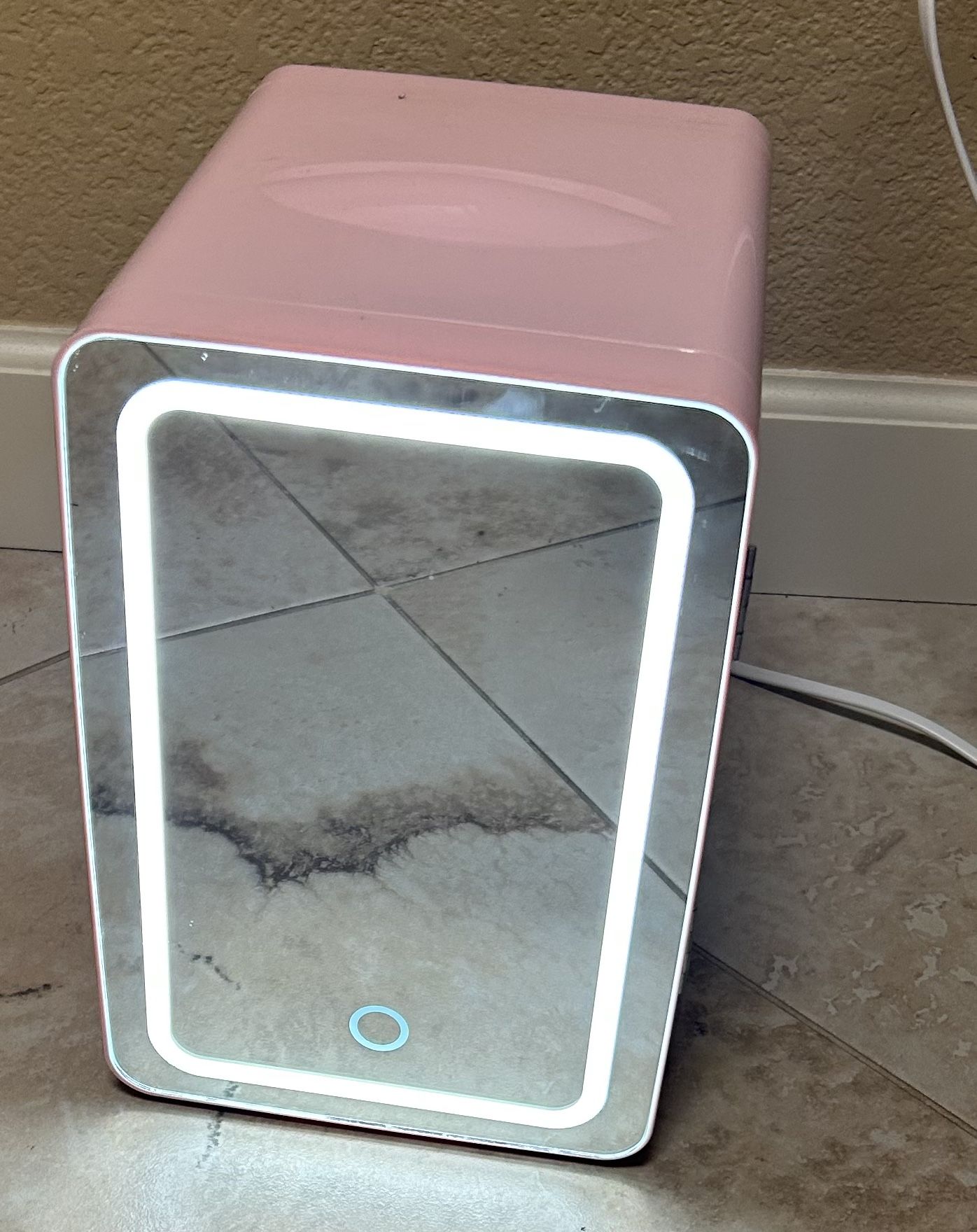 Mini Frig For Skin Care/Makeup With Lighted LED Mirror