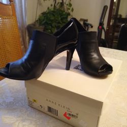 Black Anne Klein Open Toe Bootie