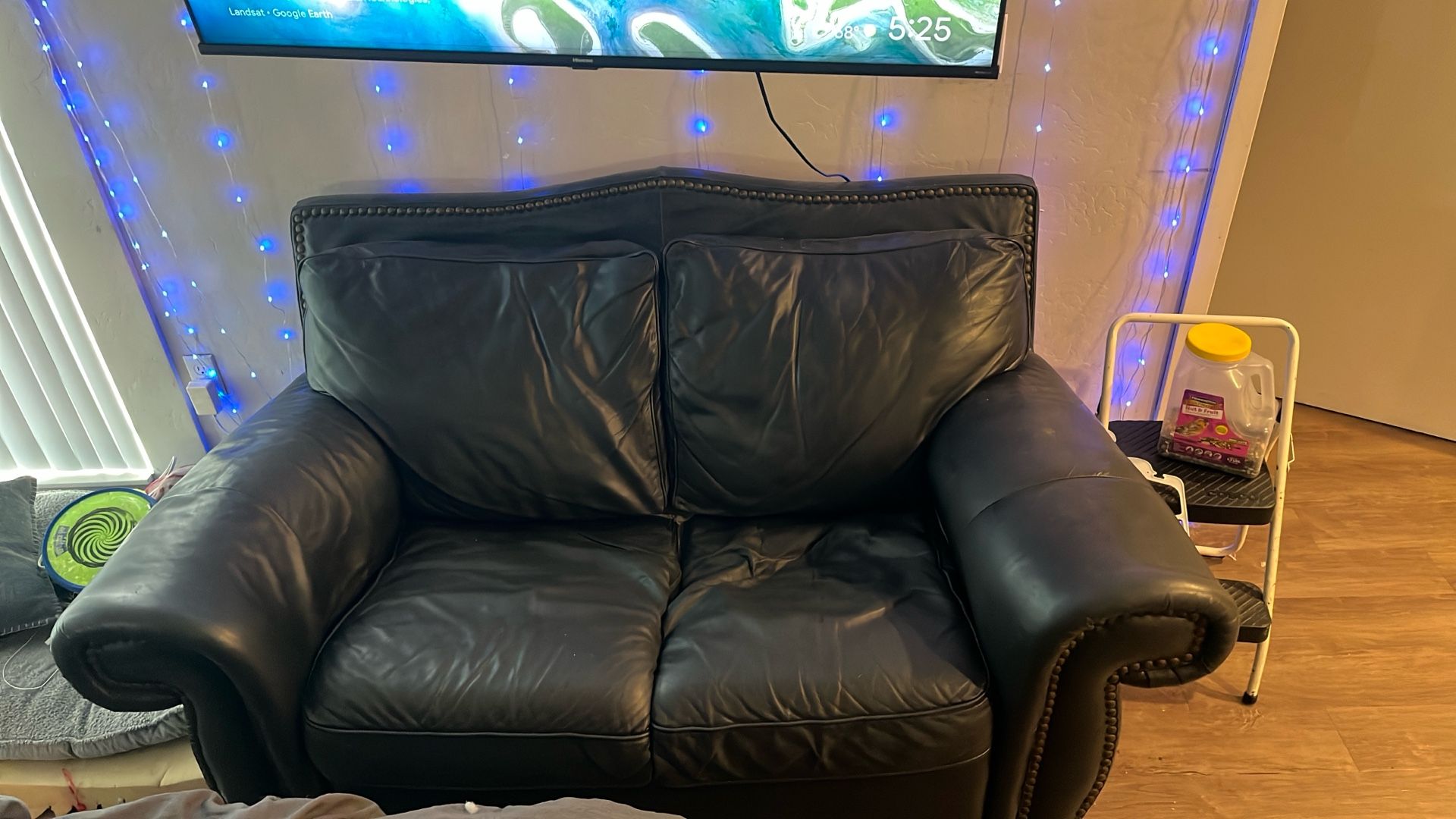 Dark Gray Leather Couch $100