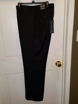 Black flat front slacks