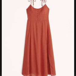 Abercrombie and Fitch Tie-Strap Corset Midi Dress 