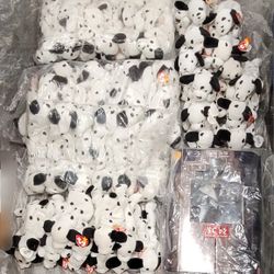 Disney 101 Dalmatians Cruella & 60 TY Beanie Baby Dalmatians
