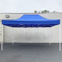 $145 (New in Box) Heavy-duty 10x15 ft outdoor ez pop up canopy party tent instant shades w/ carry bag (white, blue) 