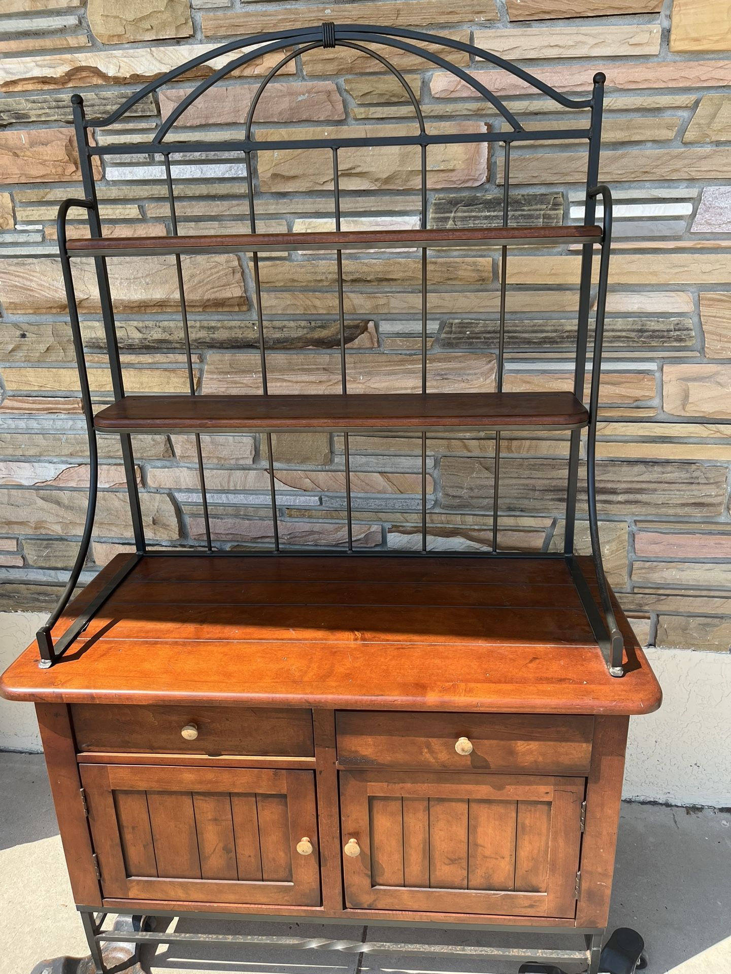 Bakers Rack, Wood/Wrought Iron