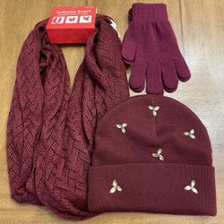 New 3 Piece Set, Scarf, Hat & Gloves