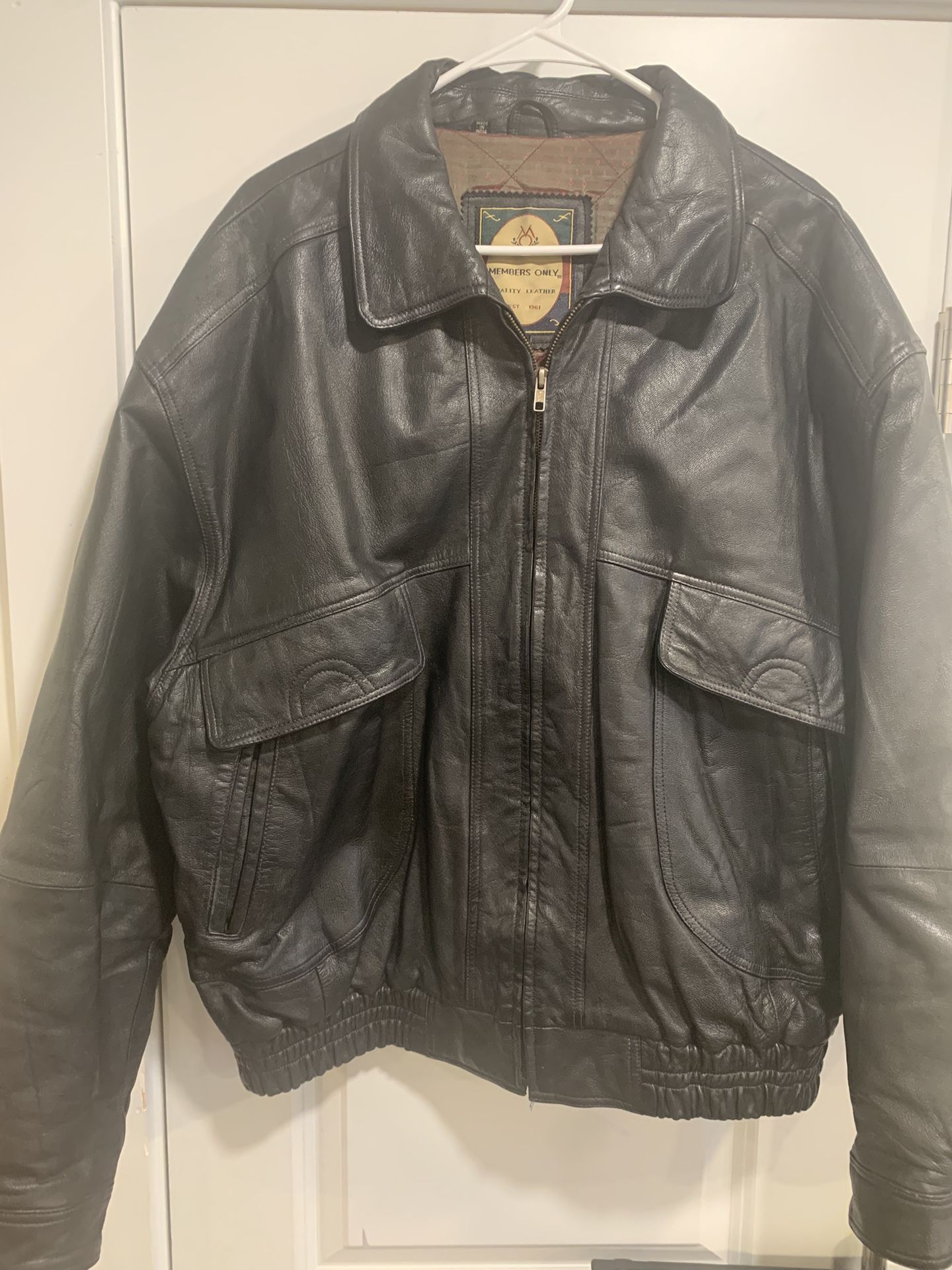Members Only Vintage Leather Jacket Mens Size L Mens 80's Rare