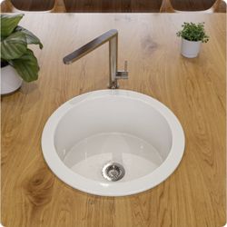 ALFI Brand ABF1818R-W 18" Round Fireclay Prep Sink - White - Open Box