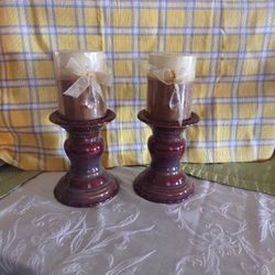 Candle On Glass Pillar Holders Set