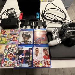 PS4 & Nintendo Switch with Controllers and Games