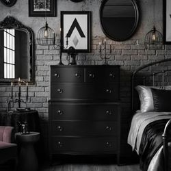 Black  Solid Wood Dresser