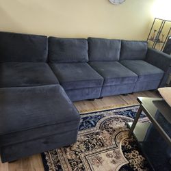 Belffin Modular Sectional Sofa Couch with Reversible Chaise Velvet L Shaped Storage 4-seat Convertible Blue…