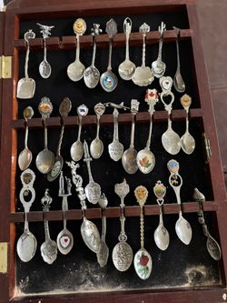 Vintage spoons in display
