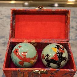Brand New Asian Hand Exercise Baoding Balls that Chimes With Dragon Design Stress Relief Therapy.