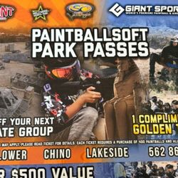 $500 value paintball 11 regular passes and 1 gold 100 obo