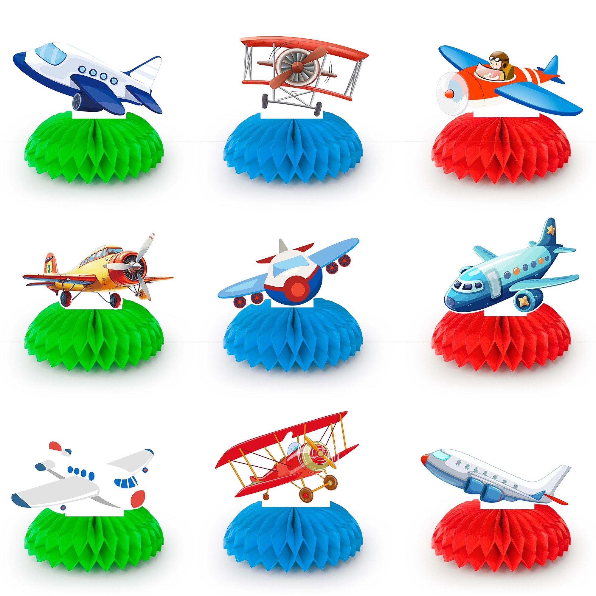 9pcs Airplane Honeycomb Centerpieces (New, Unopened)