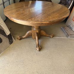 Solid Oak Ball Claw Table Vintage