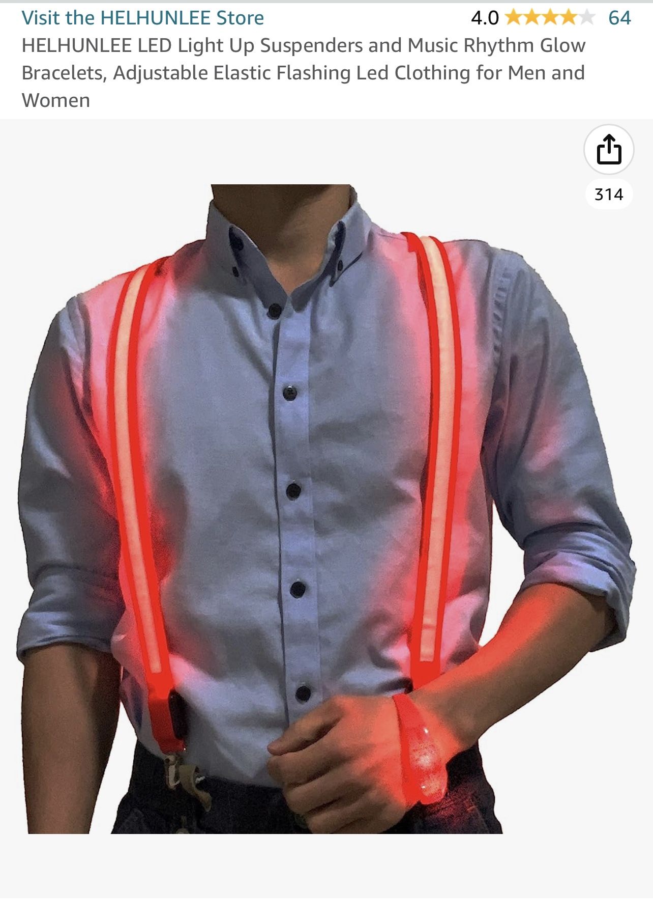 Led Light Up Suspenders! (Red)