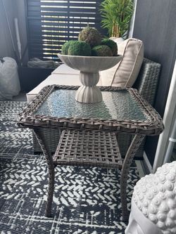 Outdoor Side Table with Glass Top