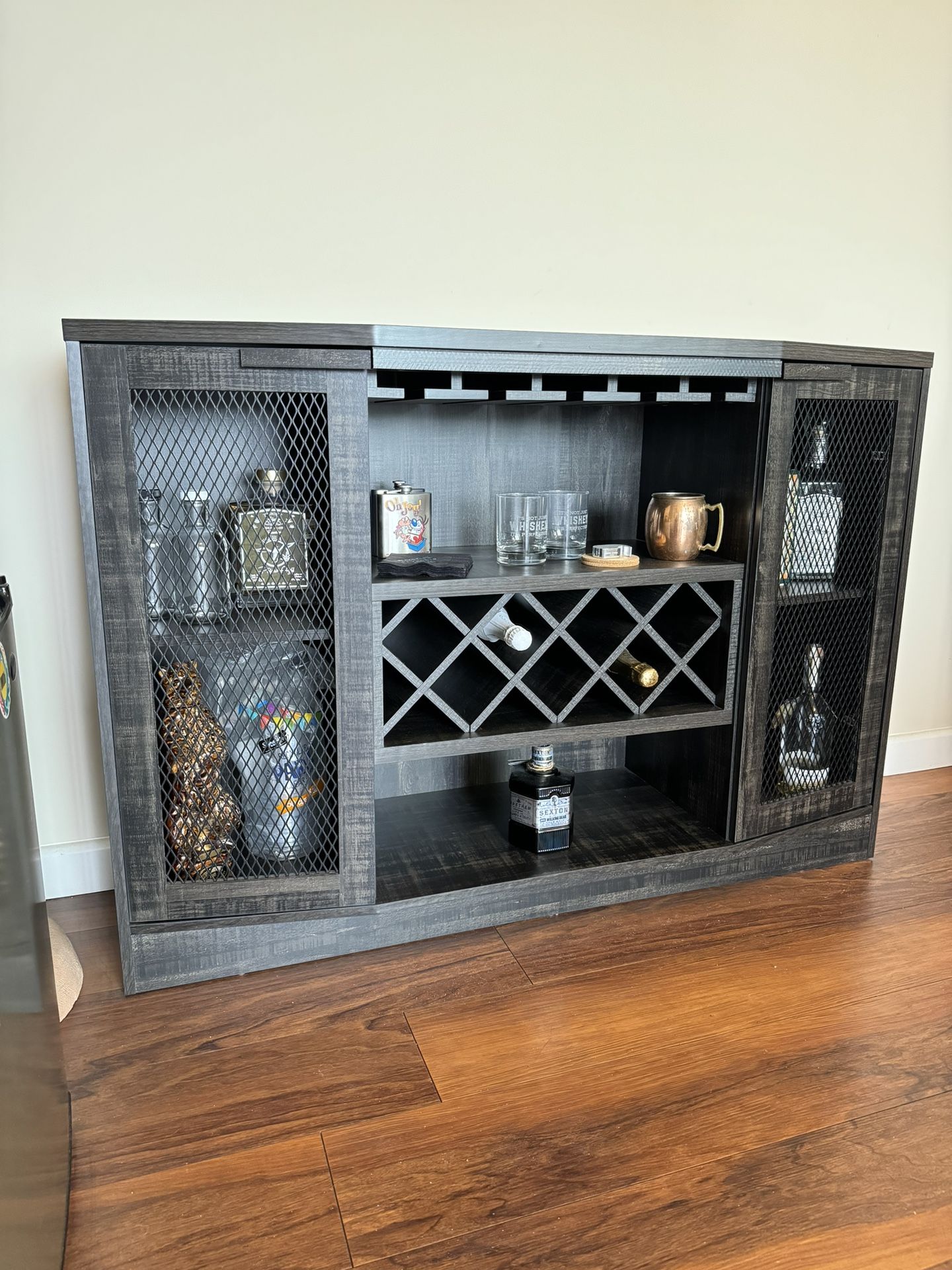 Bar Cabinet (with Wine Rack + Glass Holders)