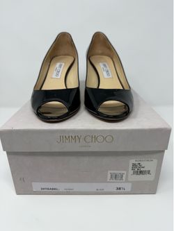Jimmy Choo Isabel Peep Toe Patent Leather Heals