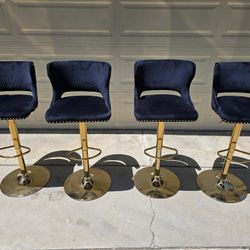 STYLISH BLUE VELVET BAR STOOLS