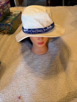 Vtg Guy Harvey Fishing Hat White Blue Band