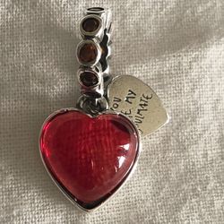 Pandora Red Murano Glass Heart Double Dangle Charm