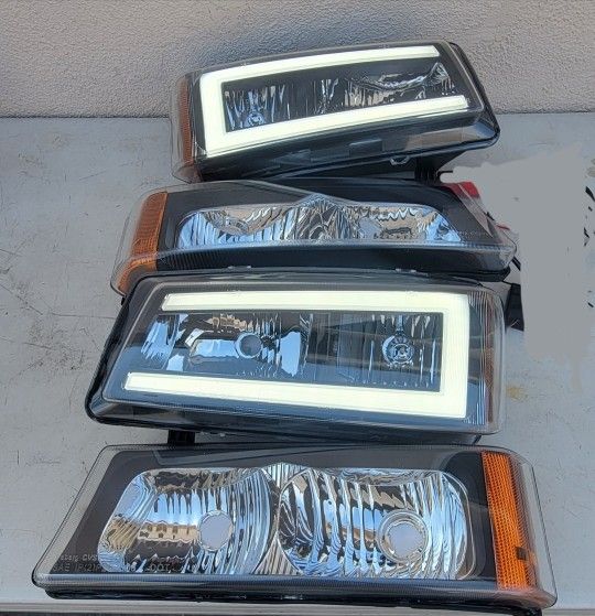 03-06 Chevrolet Silverado Avalanche LED DRL Headlights Luces Micas Calaveras Faros Faroles Focos Chevy Headlamps 