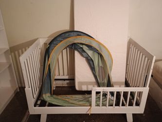 White Convertible Crib Toddler Bed with Mattress