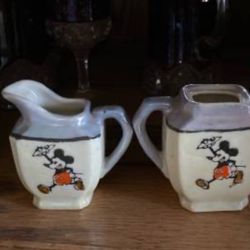 Antique Mickey Mouse Creamer And Sugar