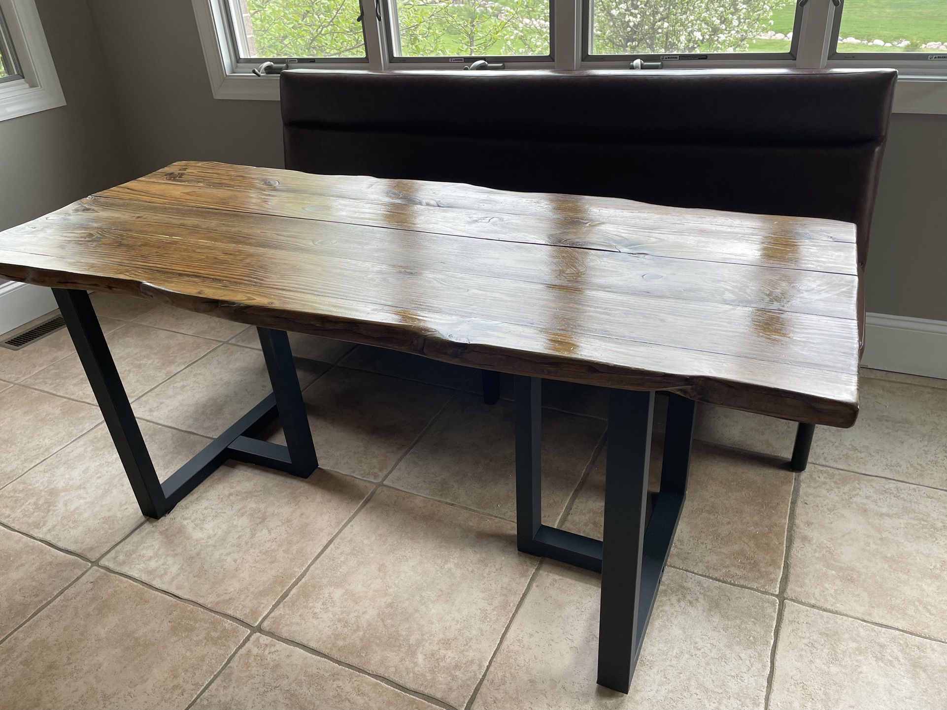 Wood And Metal Dining Table