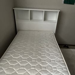 Twin Size Bed With Mattress And White Rug