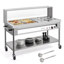 ROVSUN 96 QT 1500W 110V 12-Pan Electric Steam Table Food Warmer with Shelf