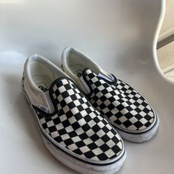 vans checkerboard slip ons men’s 10