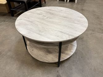 Round Lift-Top 2 Tier Coffee Table with Rustic Grey Finish