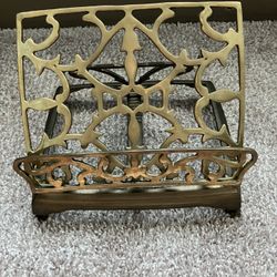 Antique Brass Gothic Ornate Book Display Stand 