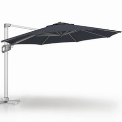 11FT Cantilever Patio Umbrella, Offset Umbrella Outdoor Patio, Unlimited Tilting System, Heavy Duty Large Umbrella with Cross Base.
