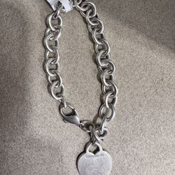 Silver Authentic Tiffany & Co Heart Tag Bracelet 