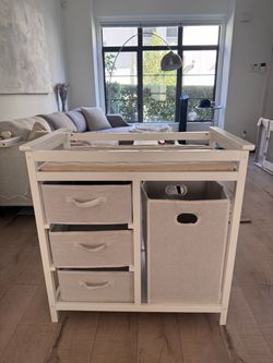 White Baby Changing Table with Storage