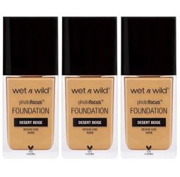 7 Pieces Of Wet n Wild Photo Focus Matte Liquid Foundation Desert Beige, Vegan & Cruelty-Free