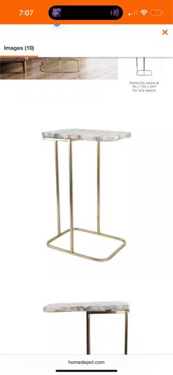 Liv & Skye 15 in. White Rectangle Stone Agate Top End Table