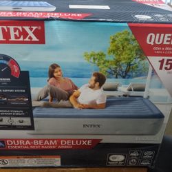 Intex Queen Dura-Beam Raised Airbed - Never Open!